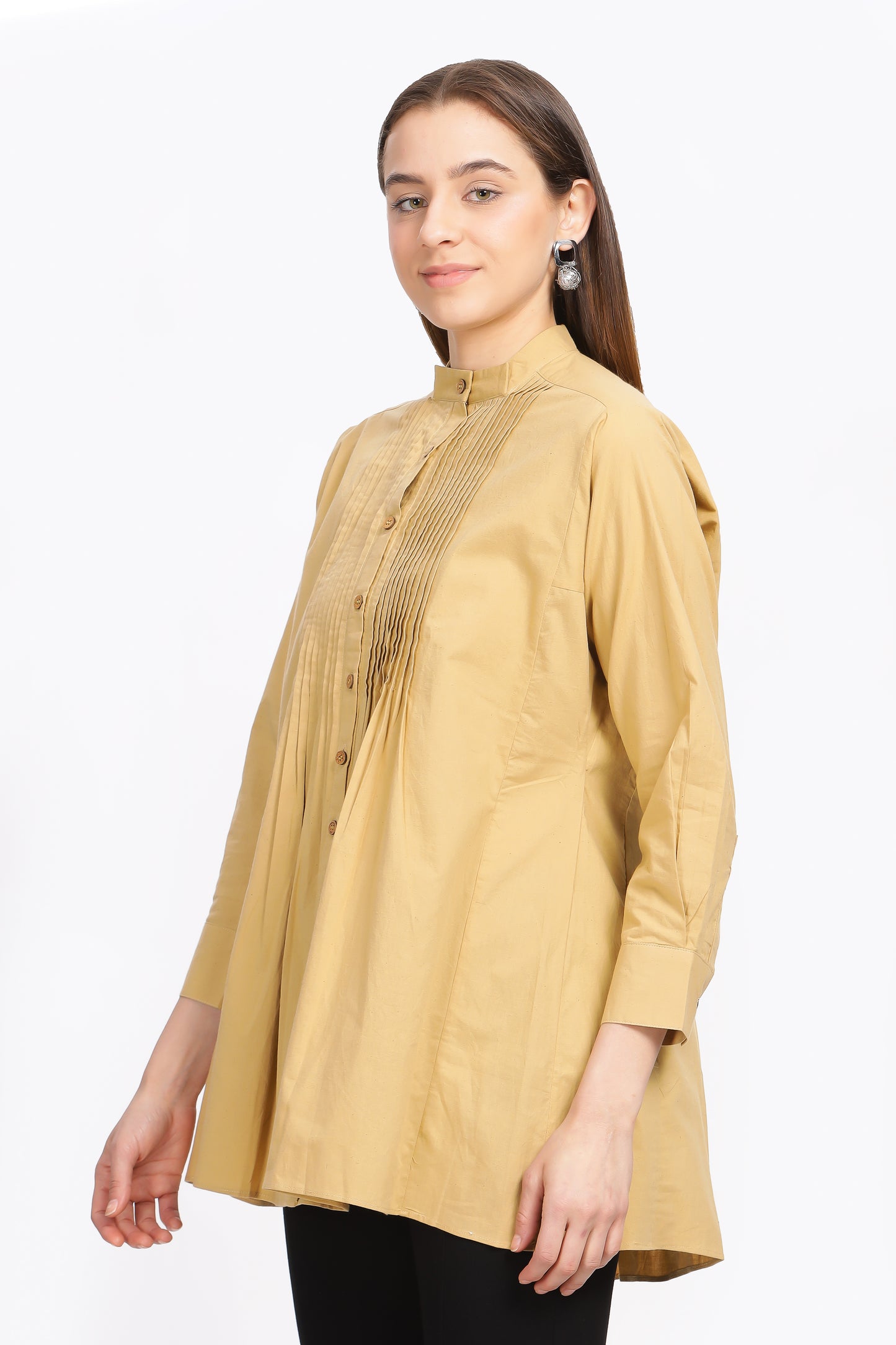 Sonia Myrobalan pleated full sleeved shirt - Reepeat