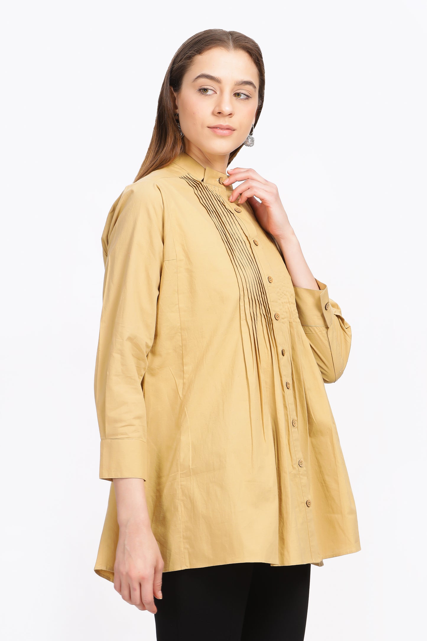 Sonia Myrobalan pleated full sleeved shirt - Reepeat