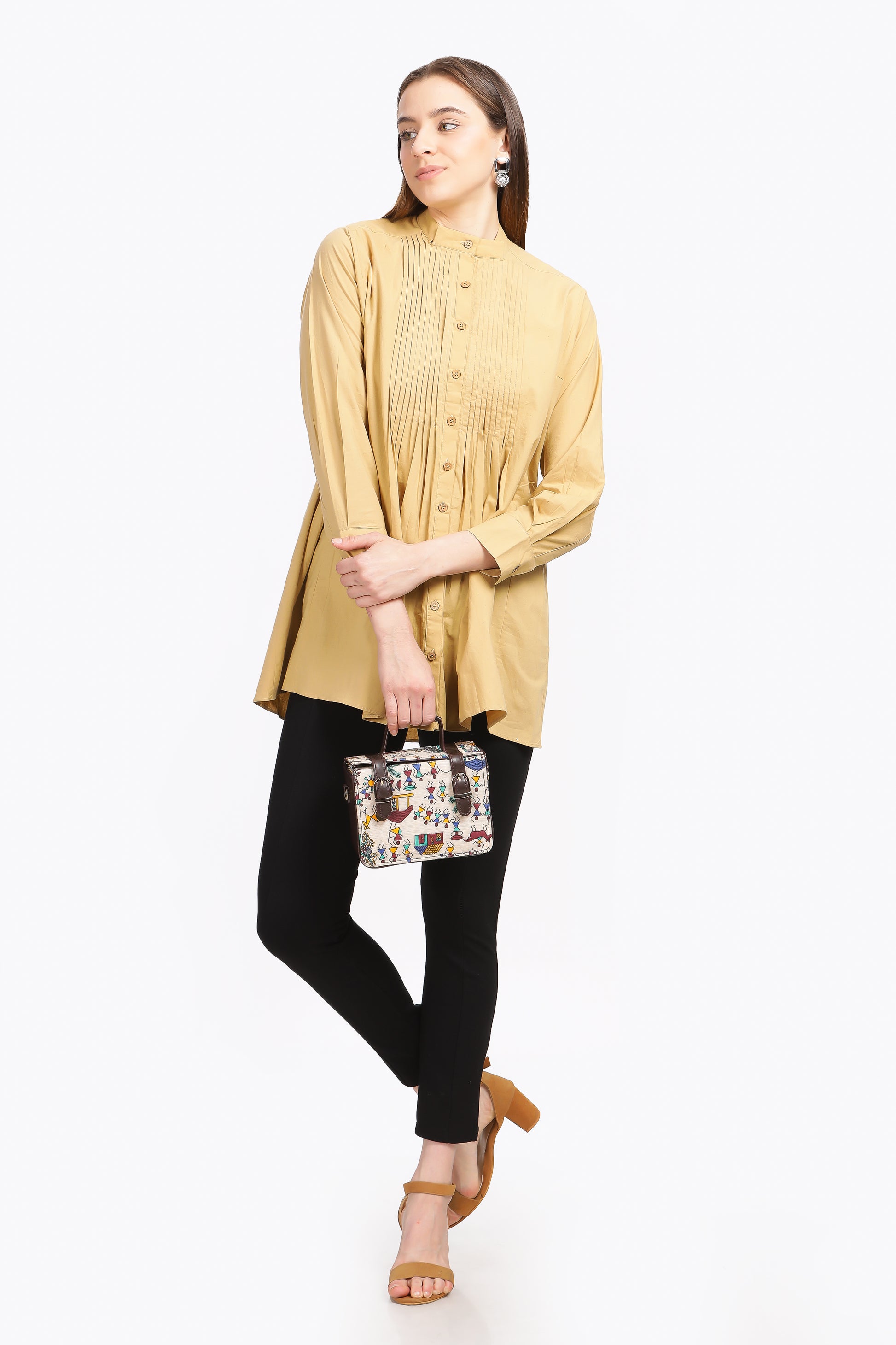 Sonia Myrobalan pleated full sleeved shirt - Reepeat