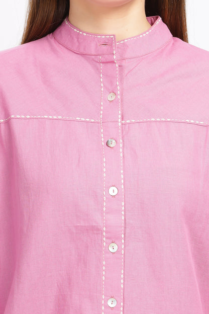 pink dolman sleeved shirt