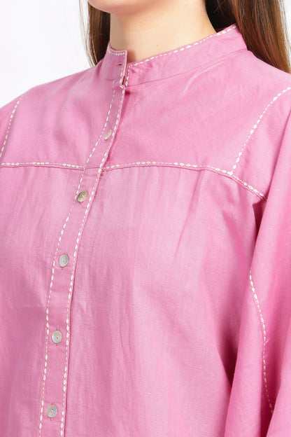 pink dolman sleeved shirt
