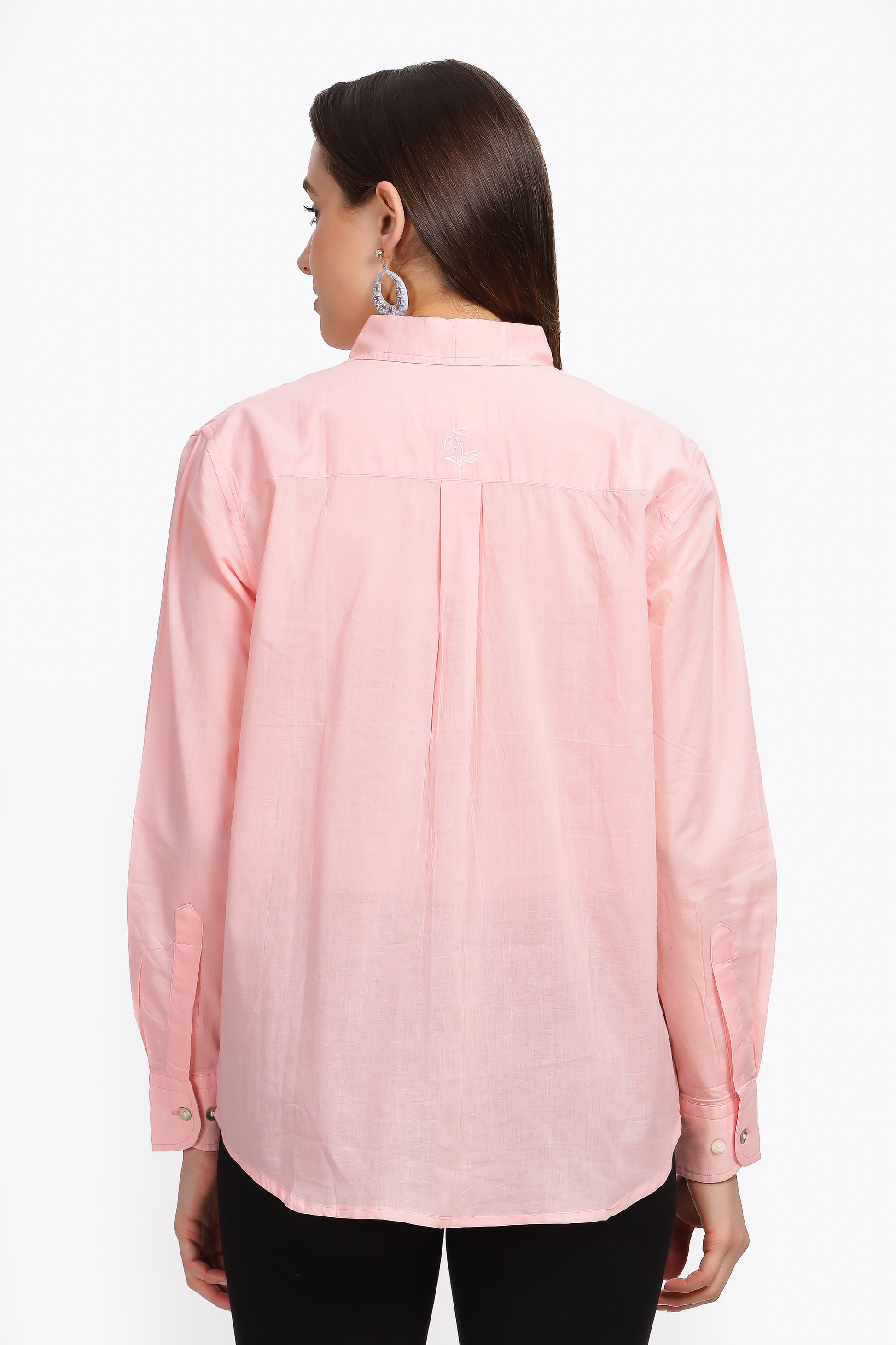 Varsha Ash pink collared full sleeve shirt - Reepeat