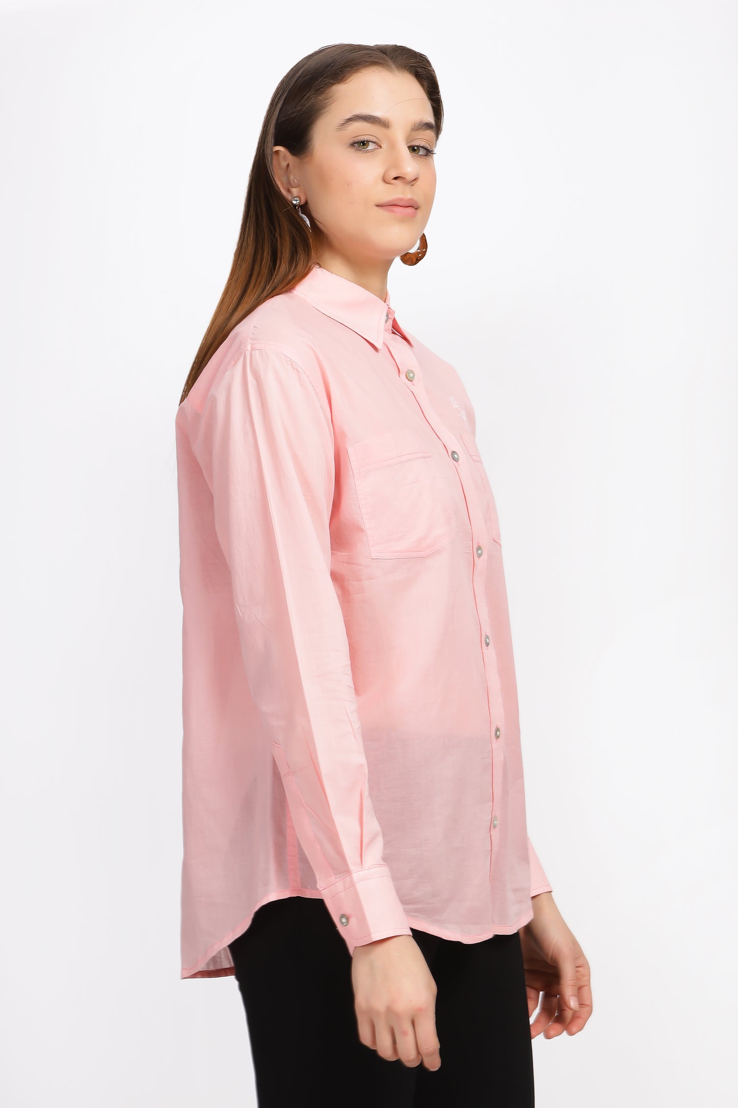 Varsha Ash pink collared full sleeve shirt - Reepeat