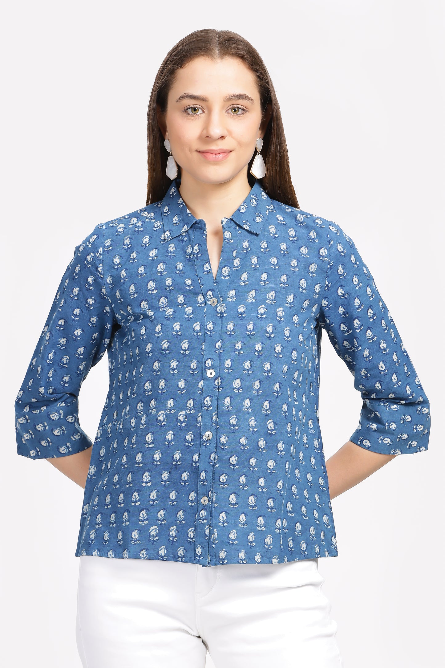 Sushma Indigo block a casual shirt