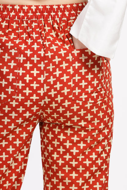 Alpana Cotton Hand Block Printed Ankle-Length Trouser