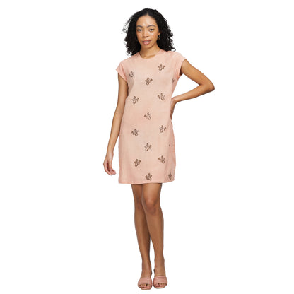 RADIANCE -Natural dyed leaf imprinted dress with pockets