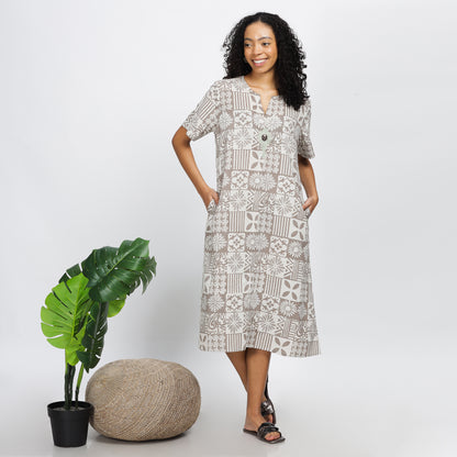 INTRIGUE-Natural dyed block printed dhabu comfort wear with pockets