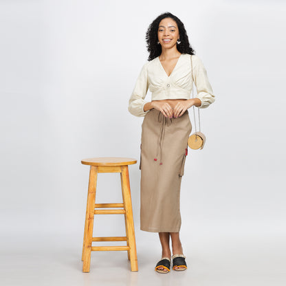 OBSESSION -Cargo skirt with Athangudi tiles inspired printed pocket flaps