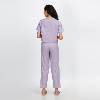 Passion -Natural Dyed Lavender Comfort Fit Trousers With Pockets