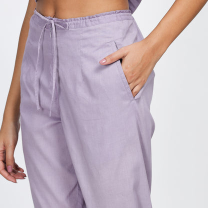 Passion -Natural Dyed Lavender Comfort Fit Trousers With Pockets