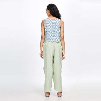 DELIGHT -Natural dyed horizontal box pleated trouser