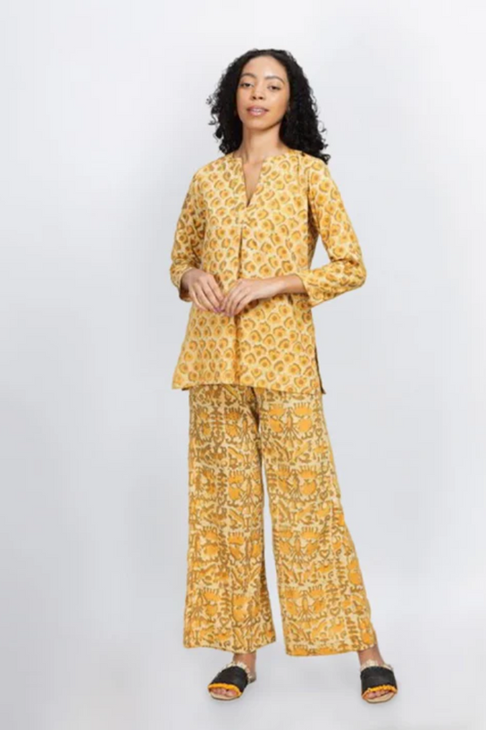 Abstract-Comfortable Block Printed Flared Dhabu Trouser