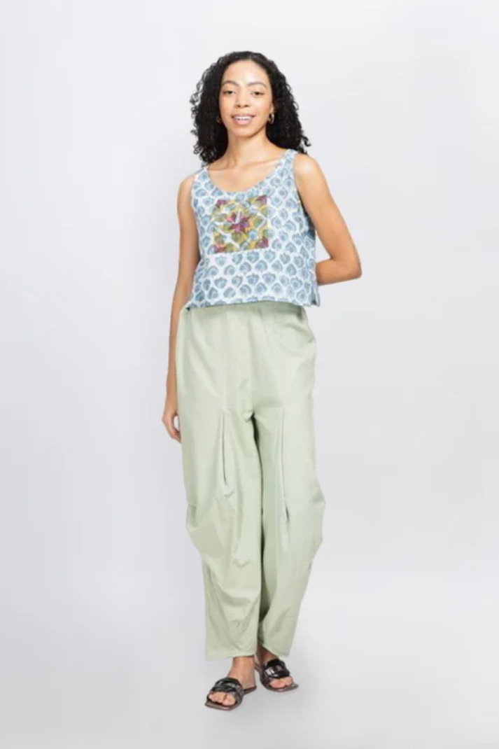 Delight -Natural Dyed Horizontal Box Pleated Trouser