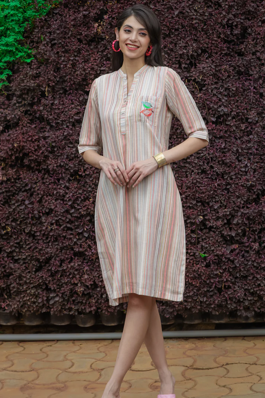 Dipali Linen Striped Shift Dress