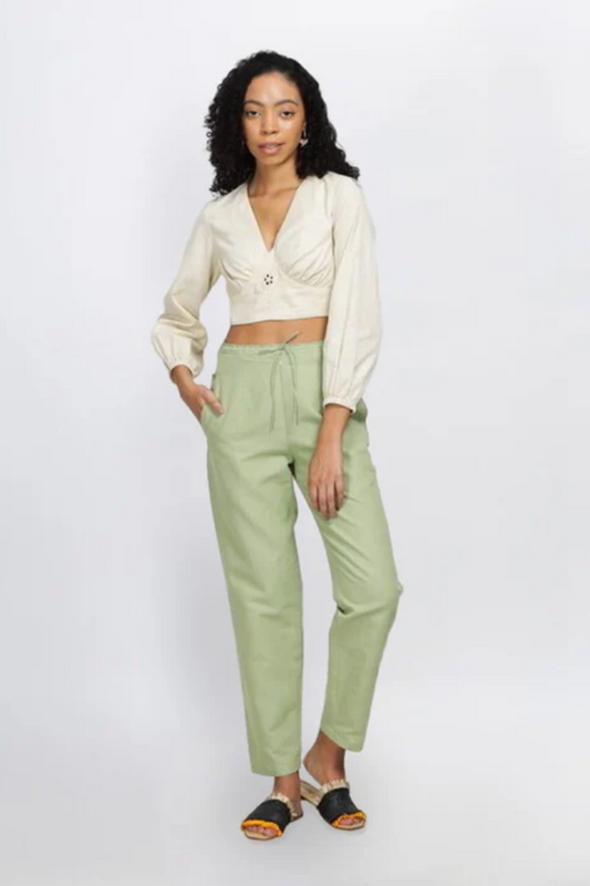 Sultry - Natural Dyed Sage Green Comfort Pant