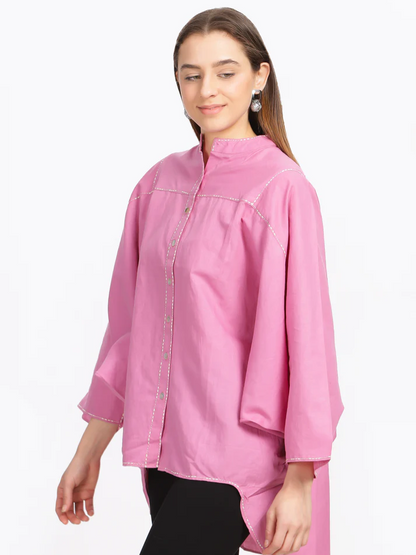 Satya Cotton Hemp Cherry Pink Dolman Sleeved Shirt