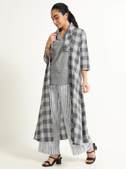 Cut Shawl Collar Long Shrug - Reepeat