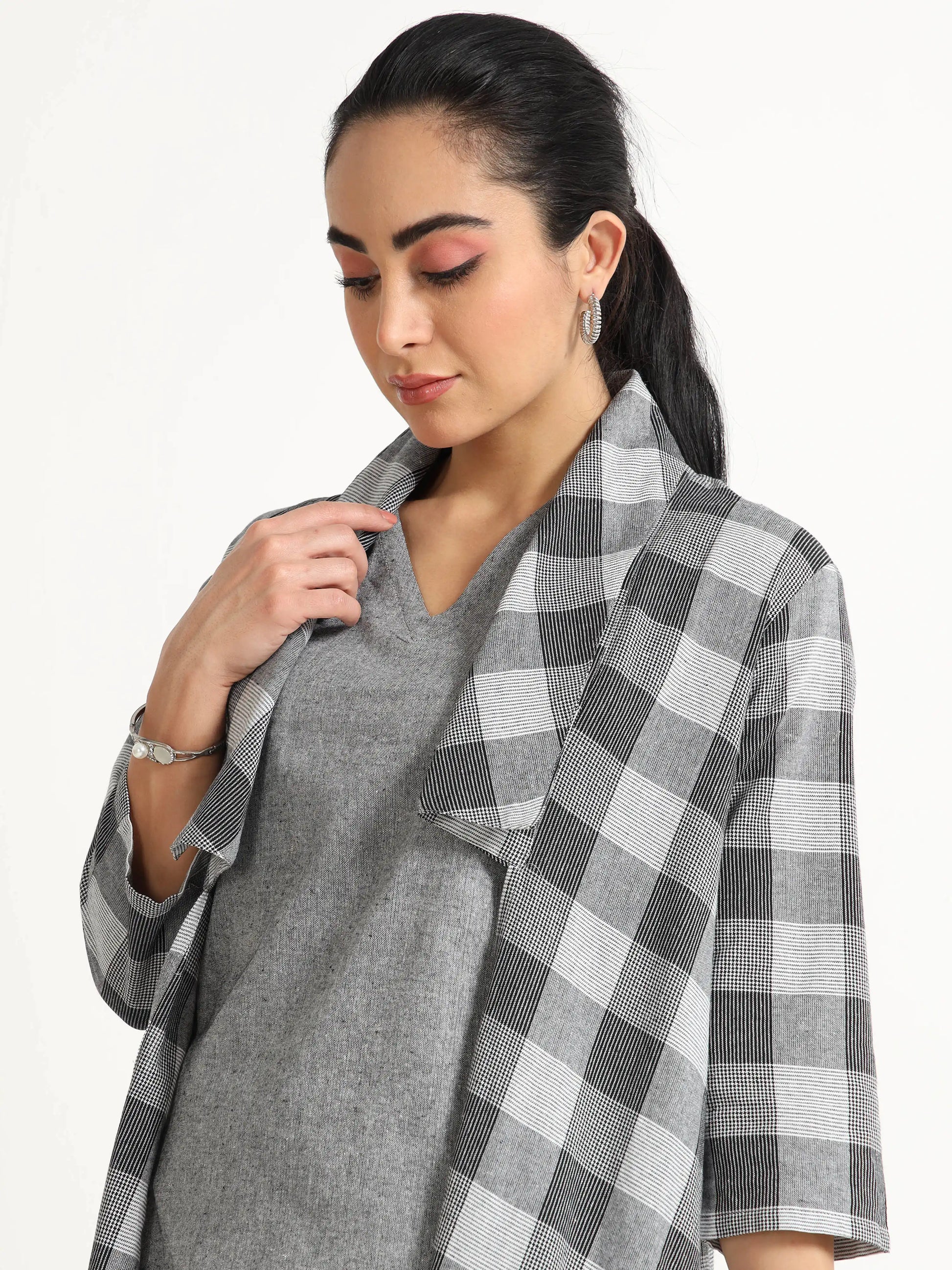 Cut Shawl Collar Long Shrug - Reepeat