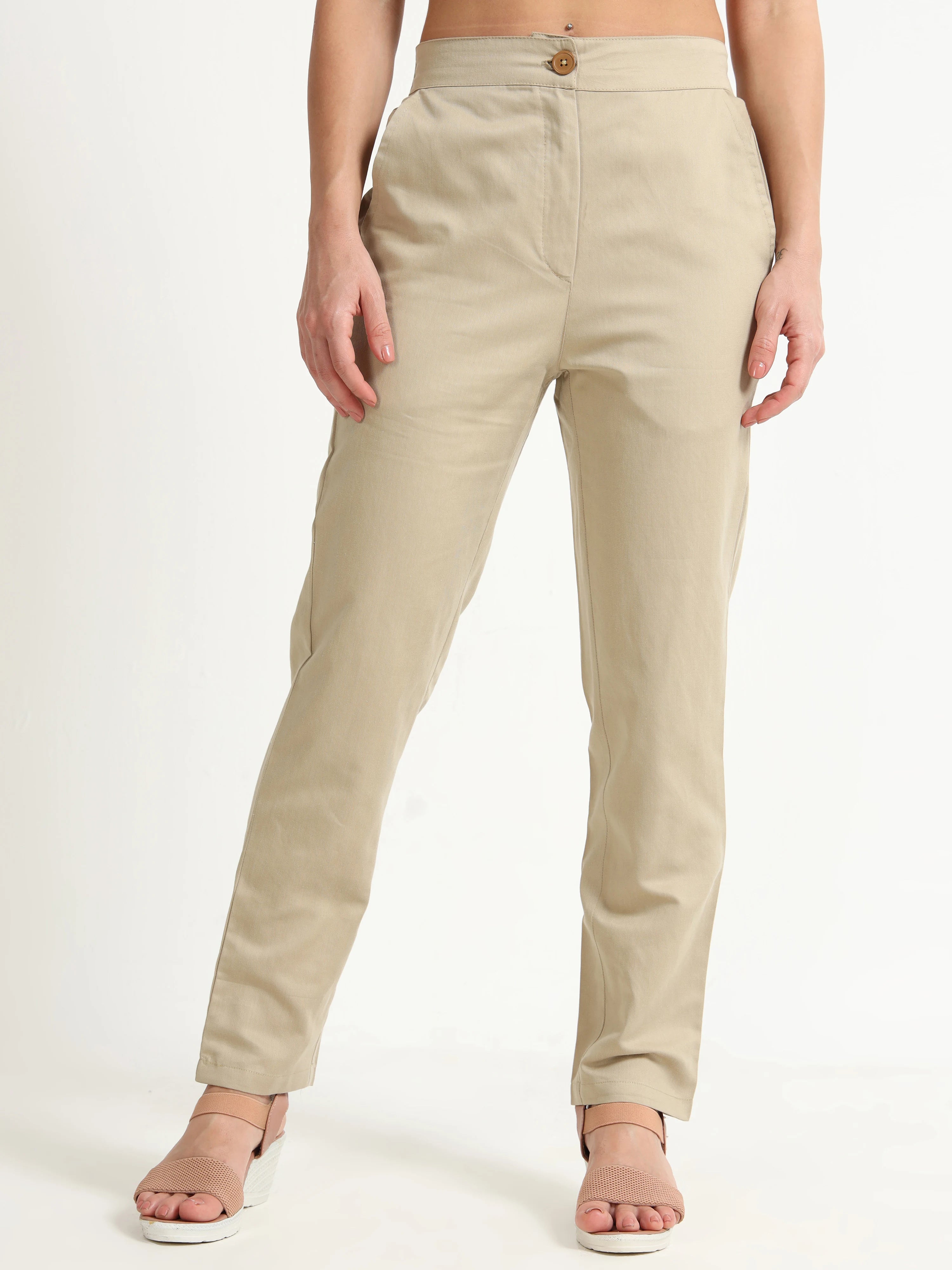Beige Pencil Pants - Reepeat