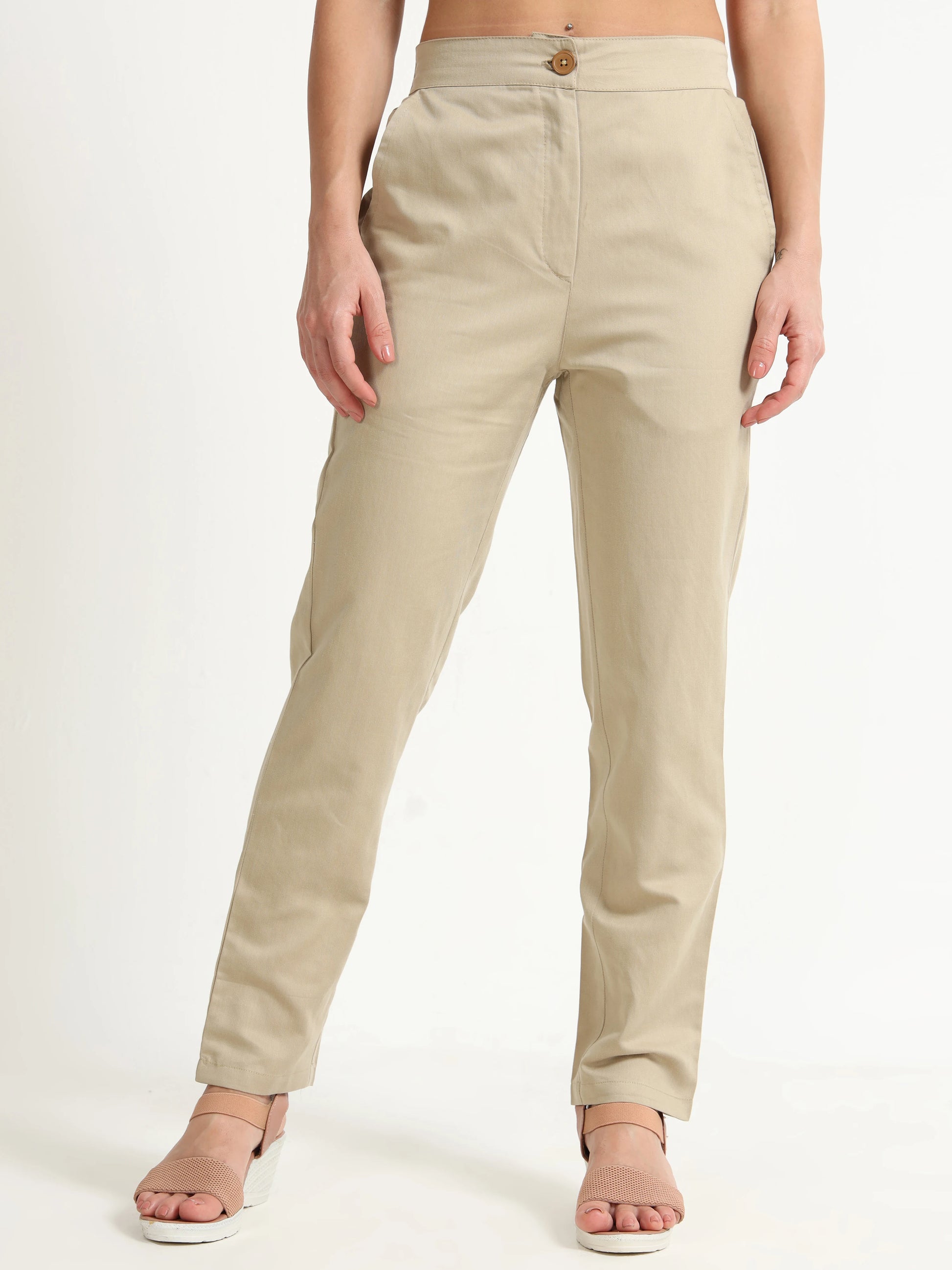 Beige Pencil Pants - Reepeat