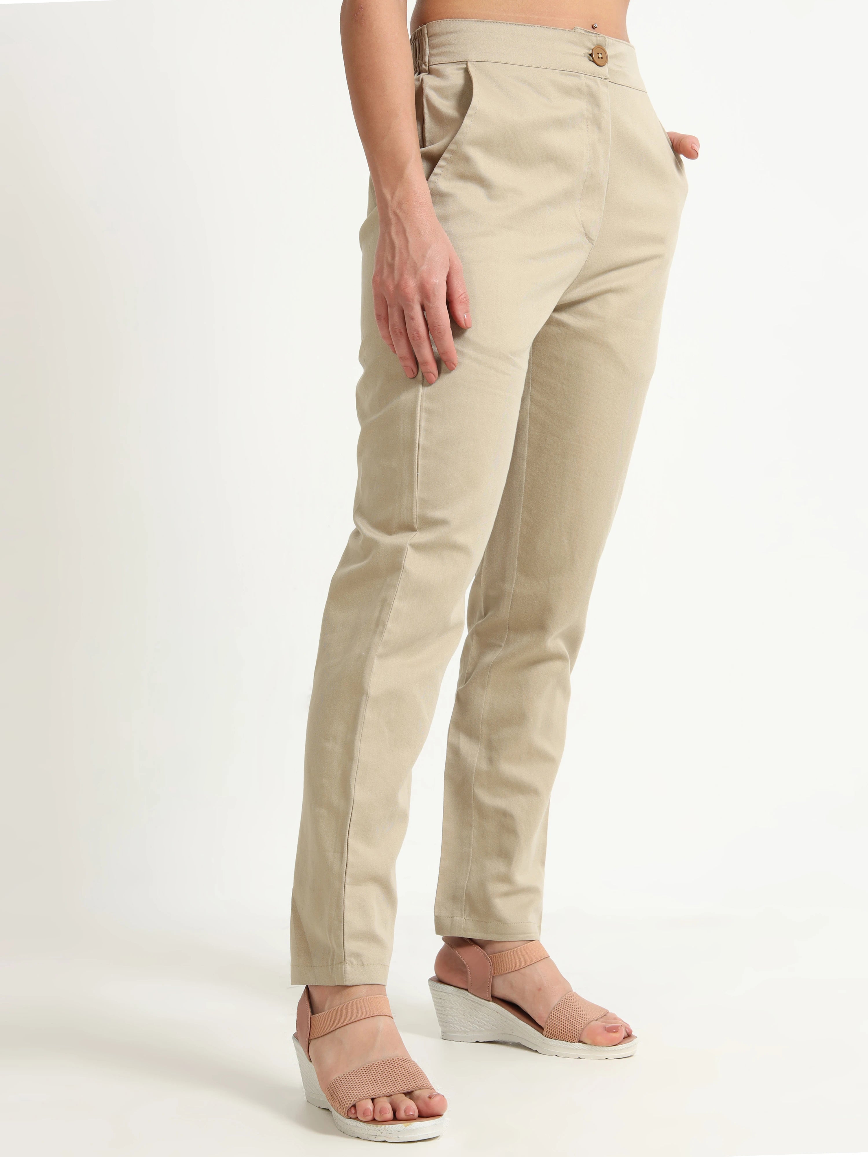 Beige Pencil Pants - Reepeat