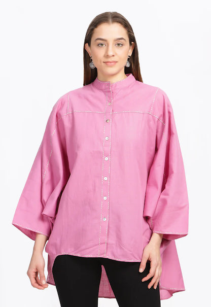 Satya Cotton Hemp Cherry Pink Dolman Sleeved Shirt