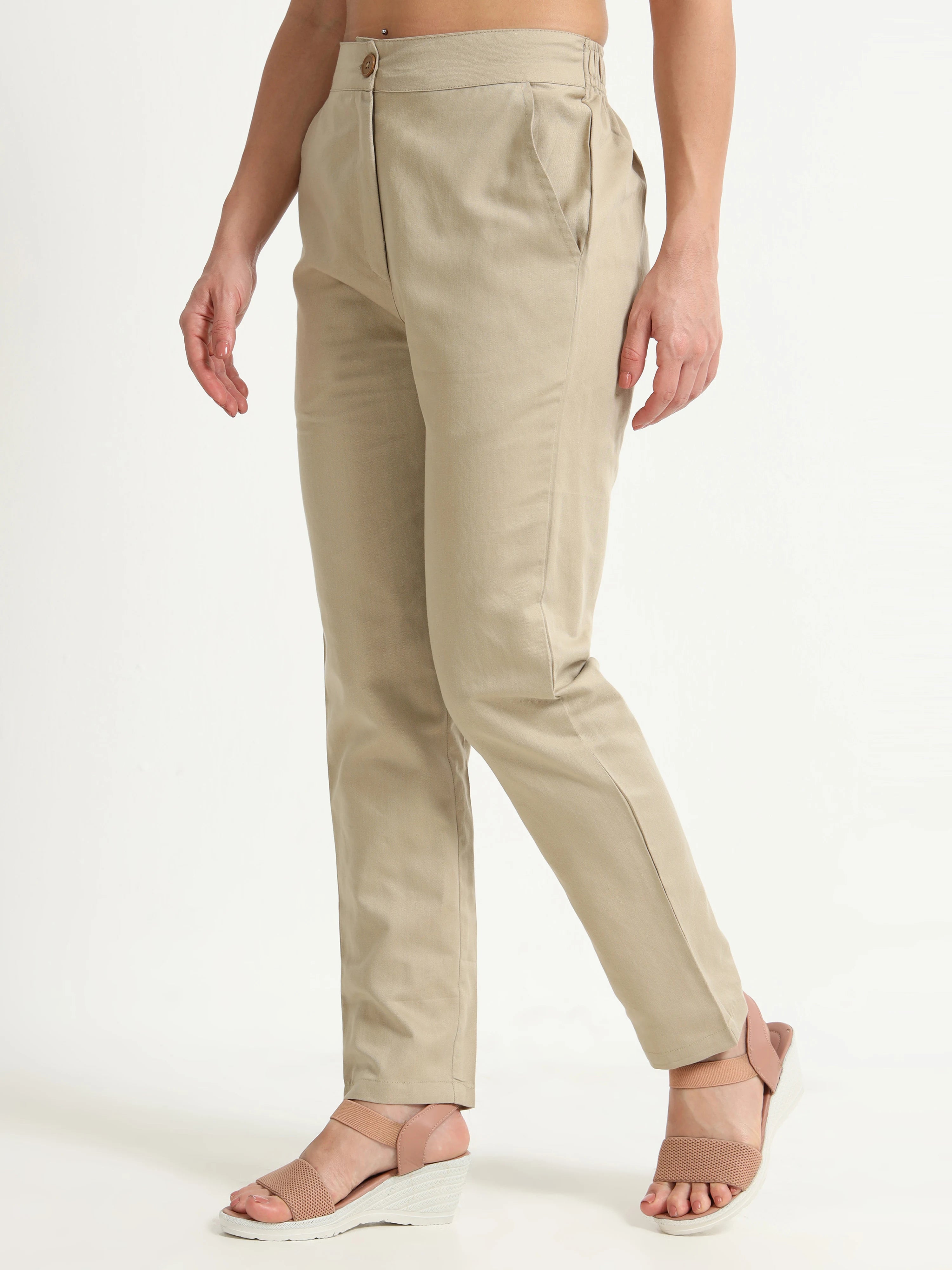 Beige Pencil Pants - Reepeat